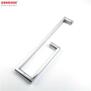 Tay nắm vách tắm kính chữ L tích hợp thanh treo khăn màu inox bóng